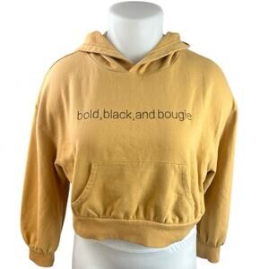 Black History Month Bold, Black and Bougie Yellow Crop Hooded Sweatshirt Top XL